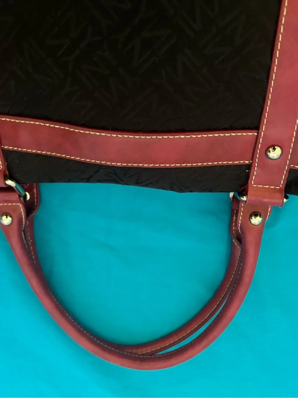 JNY Black Tote with Burgundy Trim and Tassel